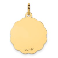 14K Yellow Gold Happy Anniversary Charm with Bells 18mm Engravable Disc view 4