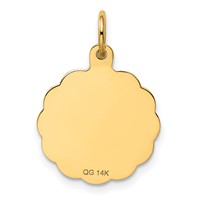 14K Yellow Gold 5th Anniversary 16mm Engravable Disc Charm view 4