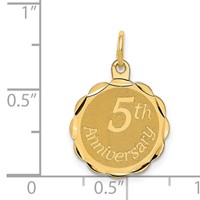 14K Yellow Gold 5th Anniversary 16mm Engravable Disc Charm view 3