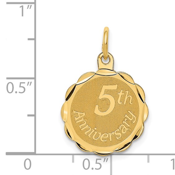 14K 5th ANNIVERSARY 16mm Engravable Disc Charm