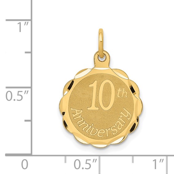 14K 10th ANNIVERSARY 16mm Engravable Disc Charm
