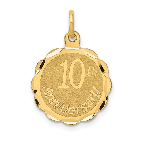 14K 10th ANNIVERSARY 16mm Engravable Disc Charm