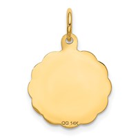 14K Yellow Gold 20 Anniversary 15mm Engravable Disc Charm view 4