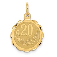 14K Yellow Gold 20 Anniversary 15mm Engravable Disc Charm view 1