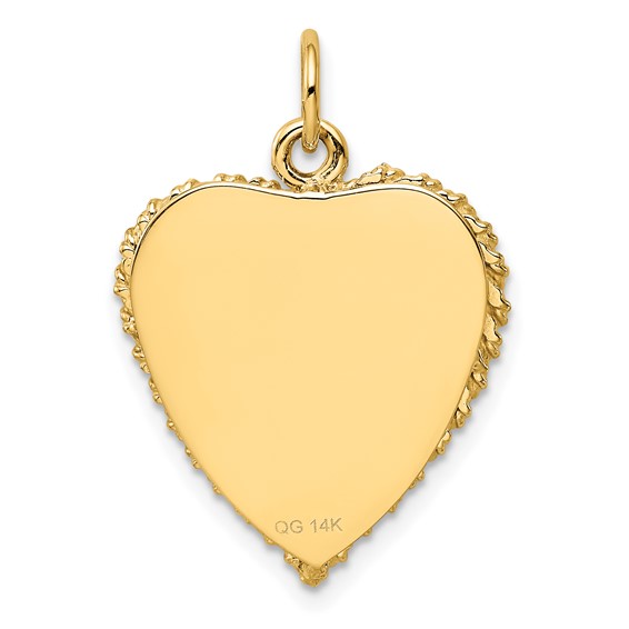 14K 10th ANNIVERSARY 19mm Engravable Rope-Edge Heart Charm
