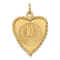 14K Yellow Gold 10th Anniversary 19mm Engravable Rope-Edge Heart Charm view 1