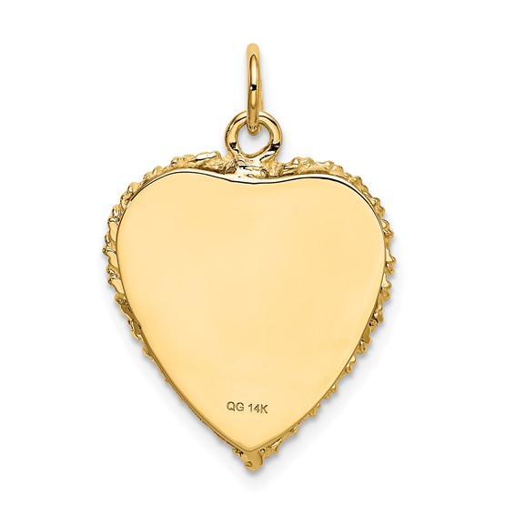 14K 20th ANNIVERSARY 19mm Engravable Rope-Edge Heart Charm