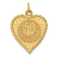14K Yellow Gold 50th Anniversary 19mm Engravable Rope-Edge Heart Charm view 1