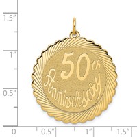 14K Yellow Gold 50th Anniversary 29mm Engravable Disc Charm view 3