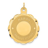14K Happy Anniversary with Hearts 23mm Engravable Disc Charm view 1