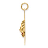 14K Yellow Gold Happy Anniversary Blue and Red CZ Charm with Bells 25mm Engravable Disc view 2