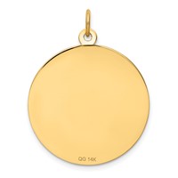 14K Yellow Gold Happy Anniversary Blue and Red CZ Charm with Bells 25mm Engravable Disc view 3