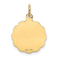 14K Polished It's a Boy Scalloped 16mm Engravable Disc Charm view 4