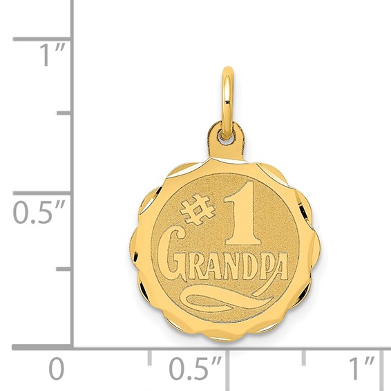 14k #1 GRANDPA 16mm Engravable Disc Charm
