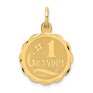 14k #1 GRANDPA 16mm Engravable Disc Charm