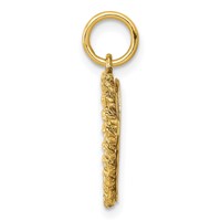 14K Yellow Gold #1 Granddaughter 15mm Engravable Heart Charm with Rope Edge view 2