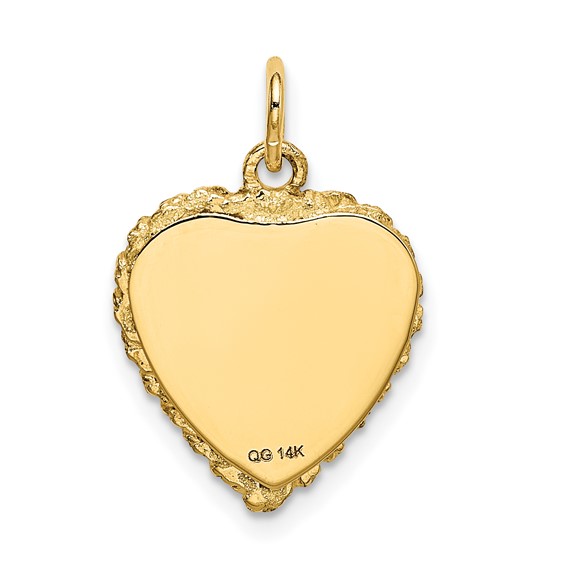 14k #1 GRANDDAUGHTER 15mm Engravable Heart with Rope Edge Charm