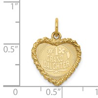 14K Yellow Gold #1 Granddaughter 15mm Engravable Heart Charm with Rope Edge view 3
