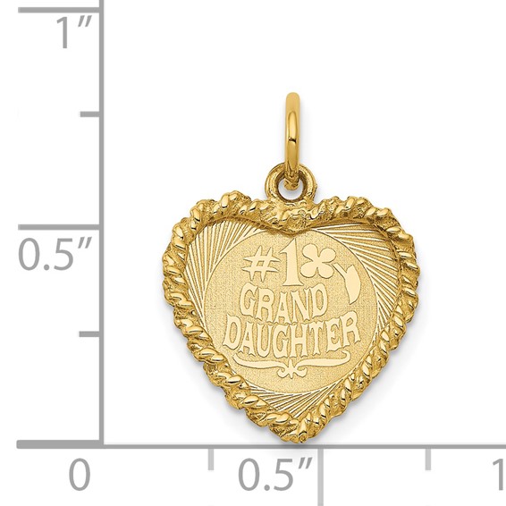 14k #1 GRANDDAUGHTER 15mm Engravable Heart with Rope Edge Charm