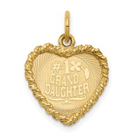 14K Yellow Gold #1 Granddaughter 15mm Engravable Heart Charm with Rope Edge view 1