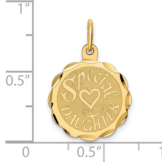 14K SPECIAL DAUGHTER 15mm Engravable Disc Charm