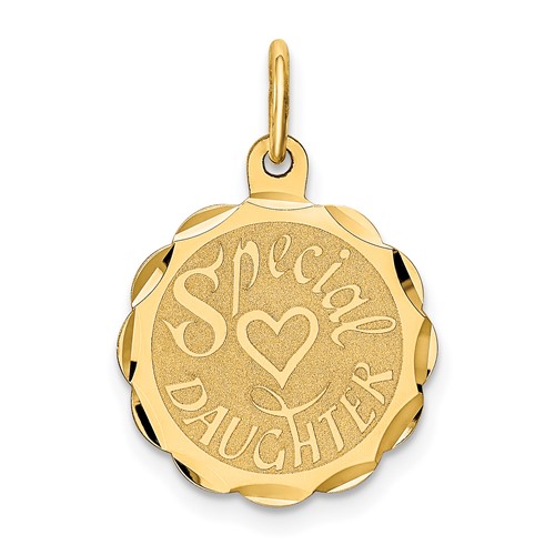 14K Yellow Gold Special Daughter 15mm Engravable Disc Charm