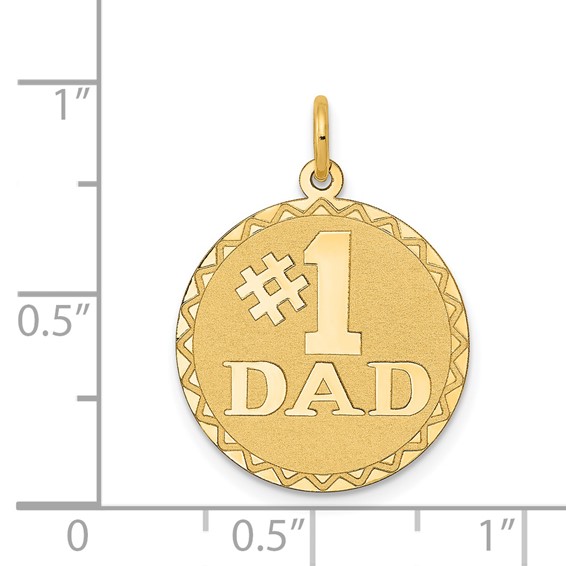 14K #1 DAD 19mm Engravable Disc Charm