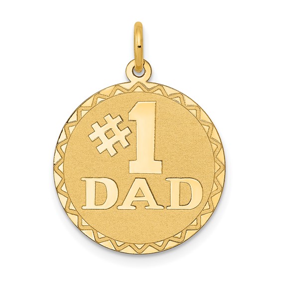 14K #1 DAD 19mm Engravable Disc Charm
