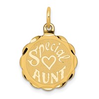 14K Yellow Gold Special Aunt 14mm Engravable Disc Charm view 1