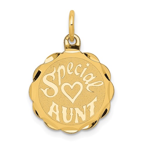14K Yellow Gold Special Aunt 14mm Engravable Disc Charm