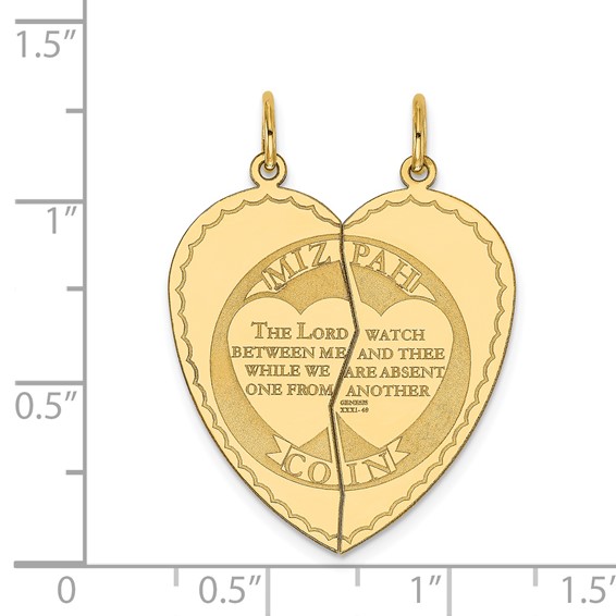 14K MIZPAH COIN 2-piece Heart Charm