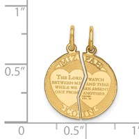 14K Yellow Gold Mizpah Coin 2-piece Round Charm view 2