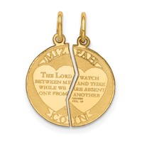 14K Yellow Gold Mizpah Coin 2-piece Round Charm view 1