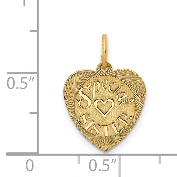 14K SPECIAL SISTER 12mm Engravable Heart Charm