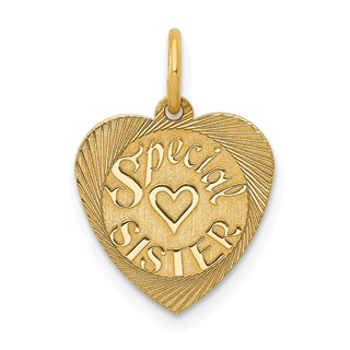14K SPECIAL SISTER 12mm Engravable Heart Charm