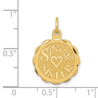 14K Yellow Gold Special Sister 15mm Engravable Disc Charm view 3