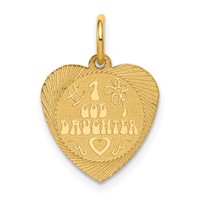 14K #1 Goddaughter 17mm Engravable Heart Disc Charm view 1