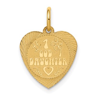 14k #1 GODDAUGHTER 17mm Engravable Heart Disc Charm