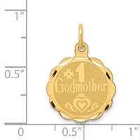 14K Yellow Gold #1 Godmother 16mm Engravable Disc Charm view 3