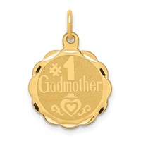 14K Yellow Gold #1 Godmother 16mm Engravable Disc Charm view 1