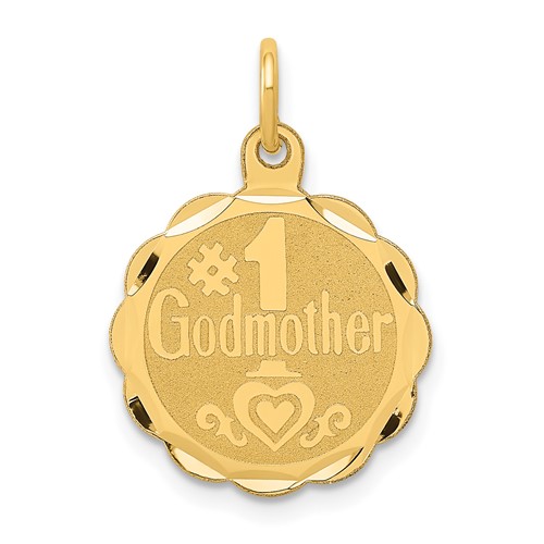 14K Yellow Gold #1 Godmother 16mm Engravable Disc Charm