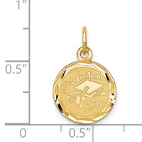 14K Yellow Gold Graduation Day Charm with Cap 14mm Engravable Disc view 3
