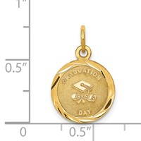 14K Yellow Gold Graduation Day Charm with Cap 13mm Engravable Disc view 3