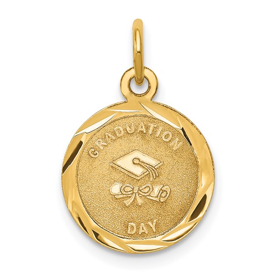 14k GRADUATION DAY with Cap 13mm Engravable Disc Charm