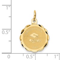 14K Yellow Gold Graduation Day Charm with Cap 16mm Engravable Disc view 3