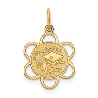 14K Yellow Gold Graduation Day Scalloped Edge Charm view 1