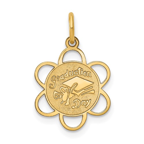14K Yellow Gold Graduation Day Scalloped Edge Charm