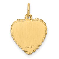14K Yellow Gold Graduation Cap Engravable Heart Charm with Rope Edge view 4