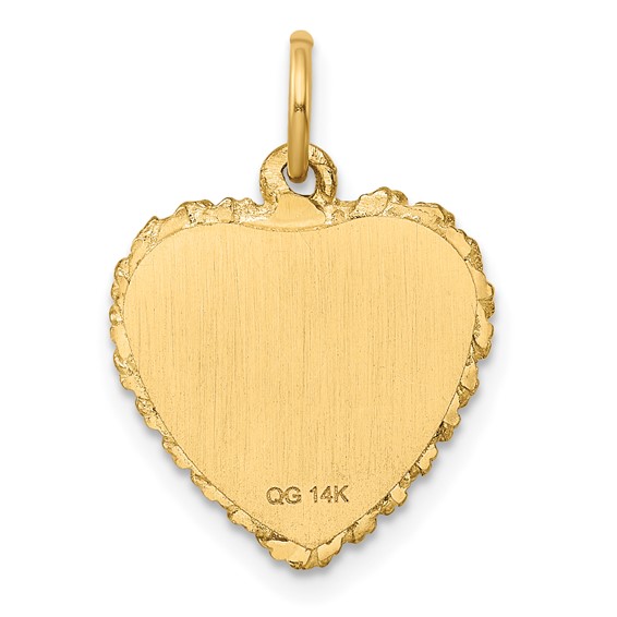 14k Graduation Cap Engravable Heart with Rope Edge Charm