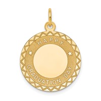 14K Yellow Gold Happy Graduation Day Engravable Disc Charm view 1